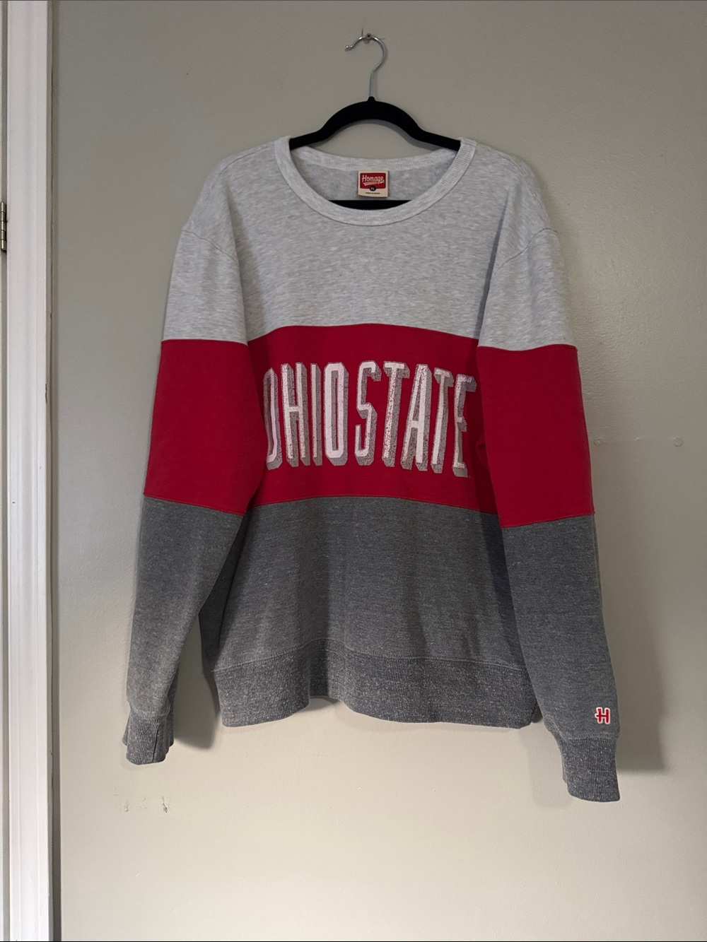 HOMAGE Gray and Red Crewneck Sweatshirt